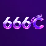 3D metallic logo reading 666C in glossy purple to pink gradient letters with a small crown on the C set against a solid dark purple background.