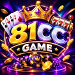 A mobile casino app interface screenshot with a dark blue background, featuring the 81CC logo, a promotional banner with dice and playing cards, navigation icons for Hot, New, Popular, and All Games, and a grid of eight popular casino game cards including Dragon Tiger Teen Patti, Slots and Roulette.