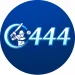 C444 logo featuring a cricket player with a bat and ball beside the number 444 on a blue background.